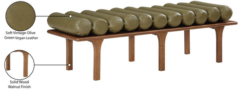Briar Olive Green Vegan Leather Upholstered Bench, 1 Piece (Style 2)