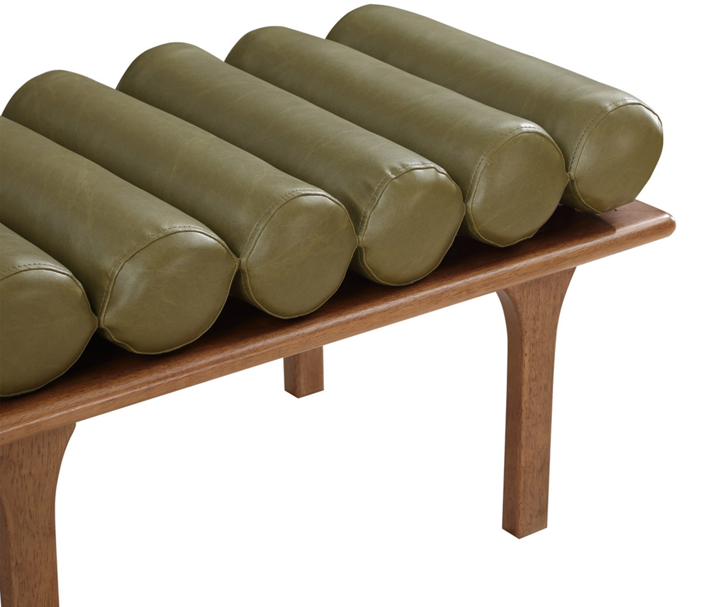 immerse olive green faux leather bench olive