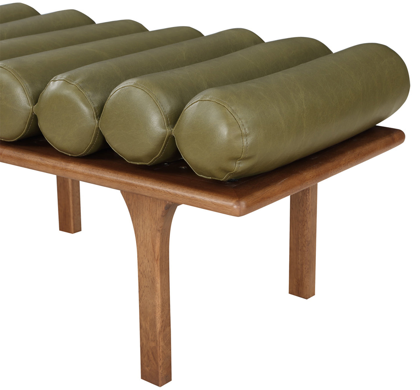 immerse olive green faux leather bench olive