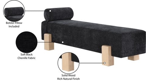 Westfield Black Chenille Fabric Bench