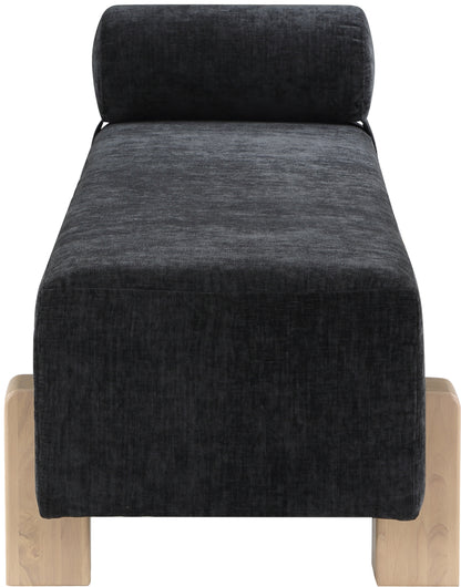 Logan Black Chenille Fabric Bench Black