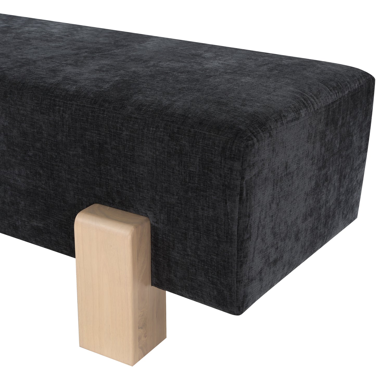 logan black chenille fabric bench black