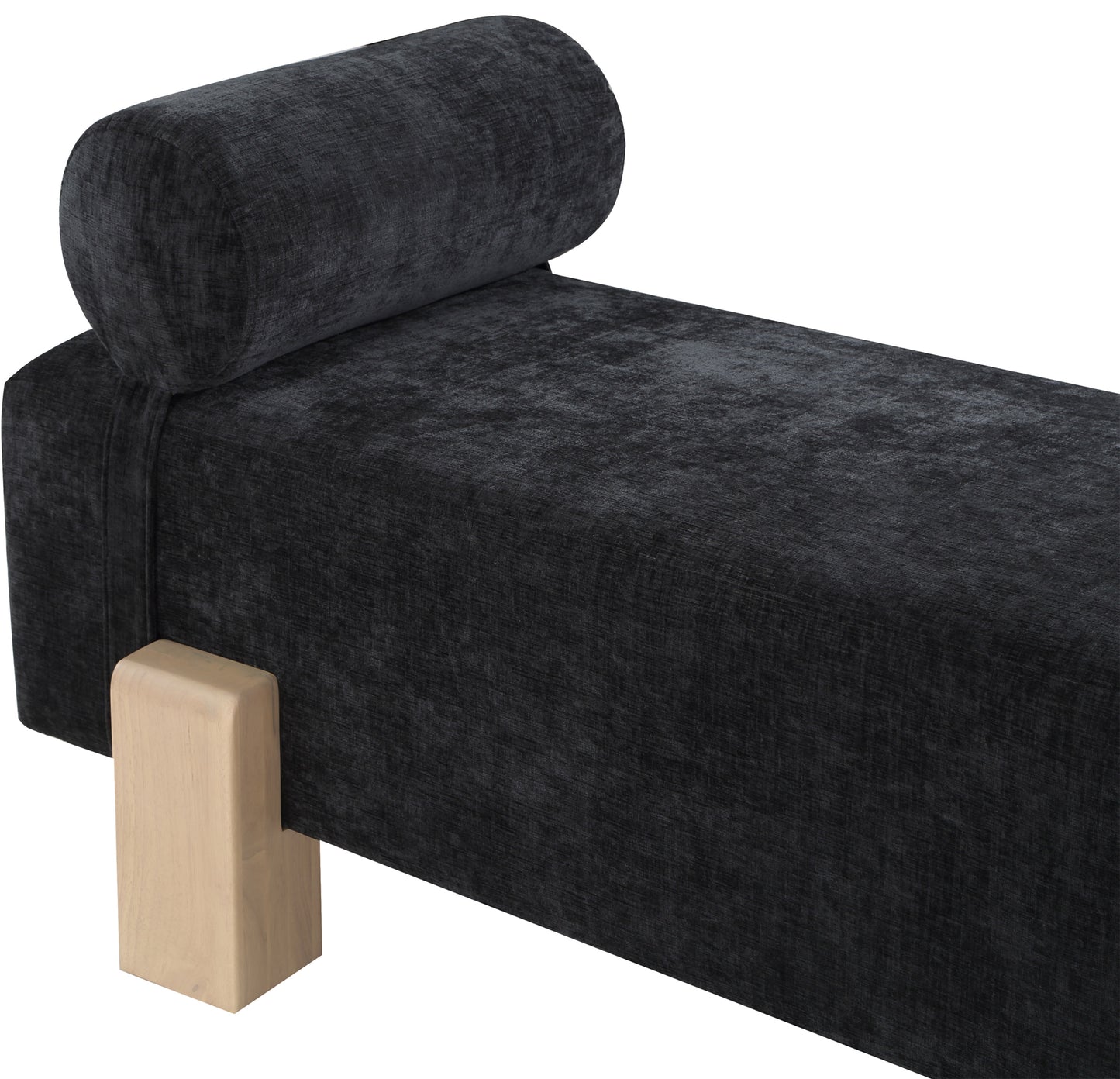 logan black chenille fabric bench black