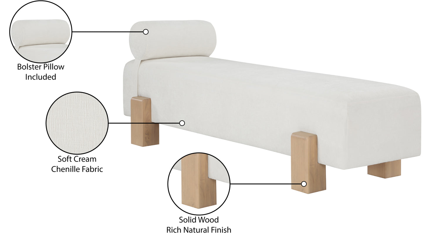 westfield cream chenille fabric bench