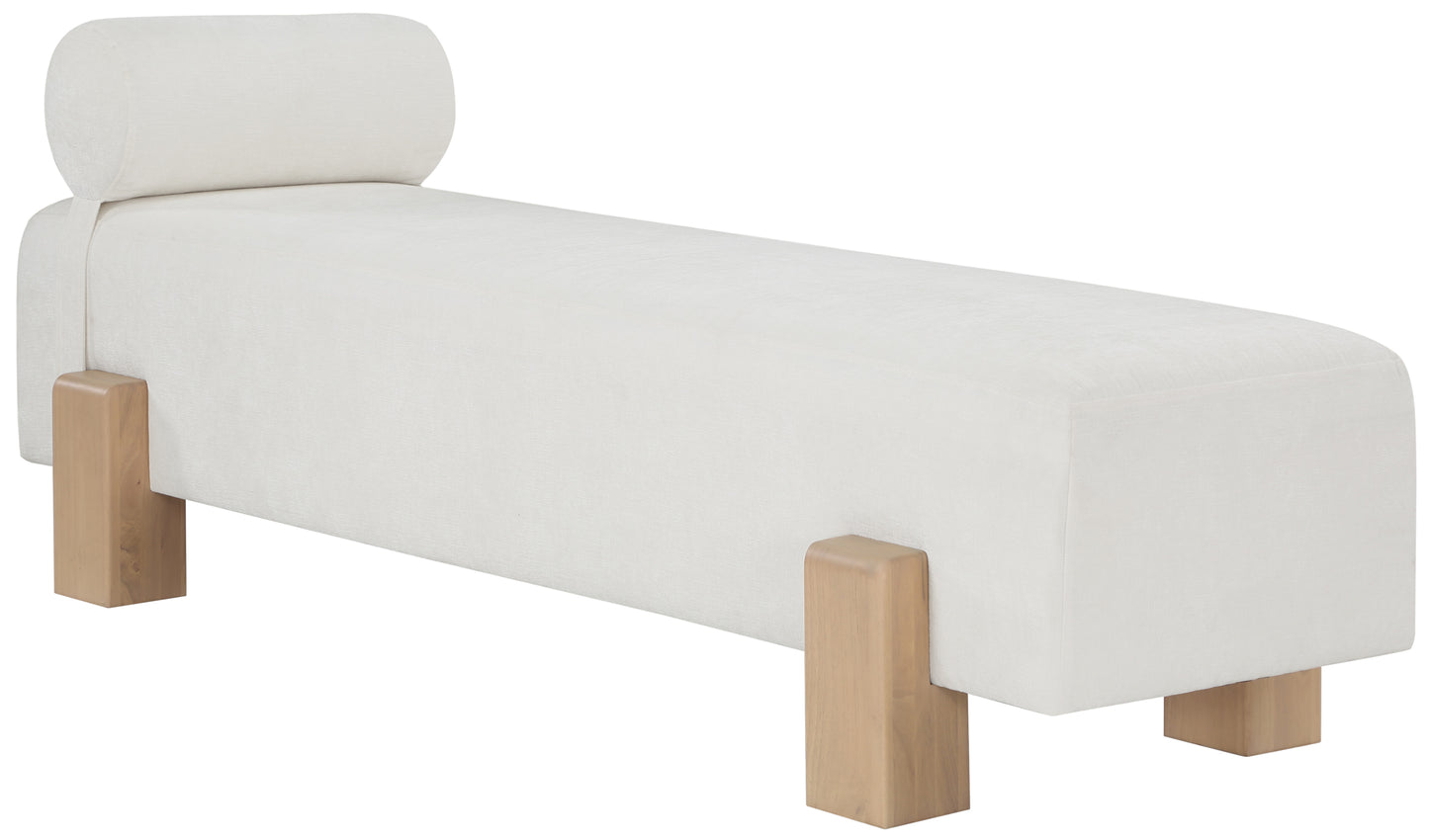 westfield cream chenille fabric bench