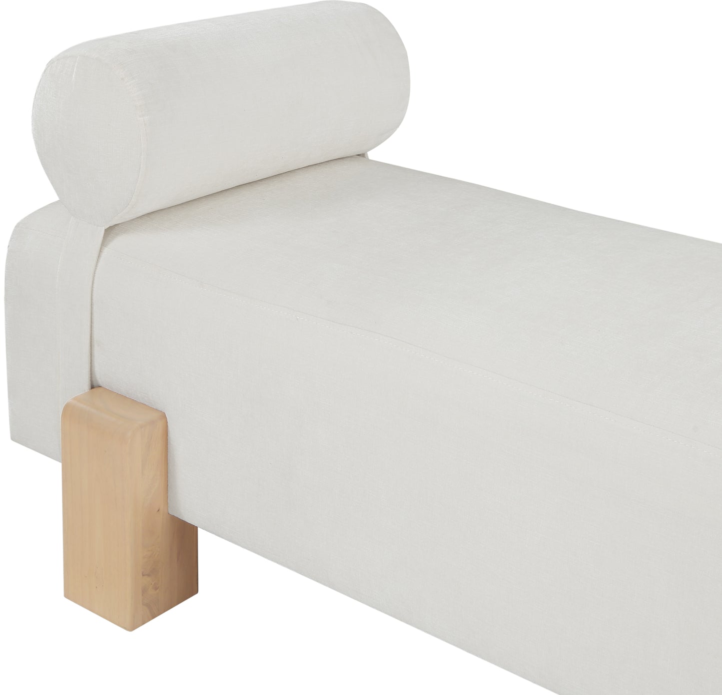 logan cream chenille fabric bench cream