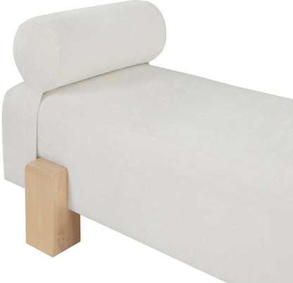 Logan Cream Chenille Fabric Bench Cream