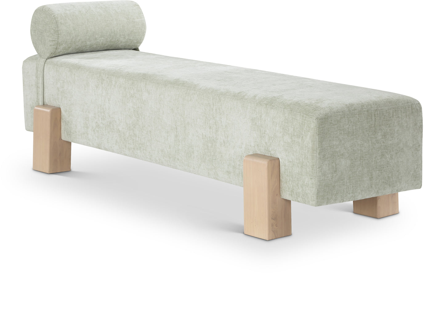 westfield mint green chenille fabric bench