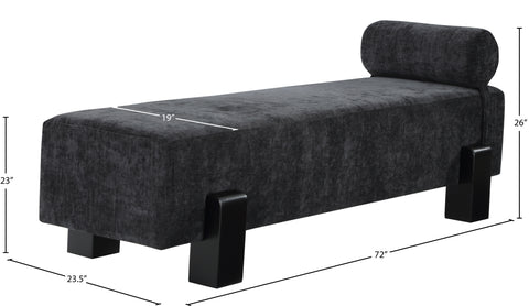 Quinn Black Chenille Fabric Upholstered Bench, 1 Piece (Style 2)