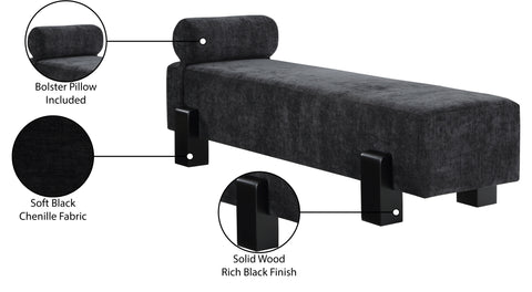 Quinn Black Chenille Fabric Upholstered Bench, 1 Piece (Style 2)