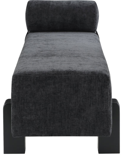 Logan Black Chenille Fabric Bench Black