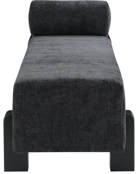 Logan Black Chenille Fabric Bench Black