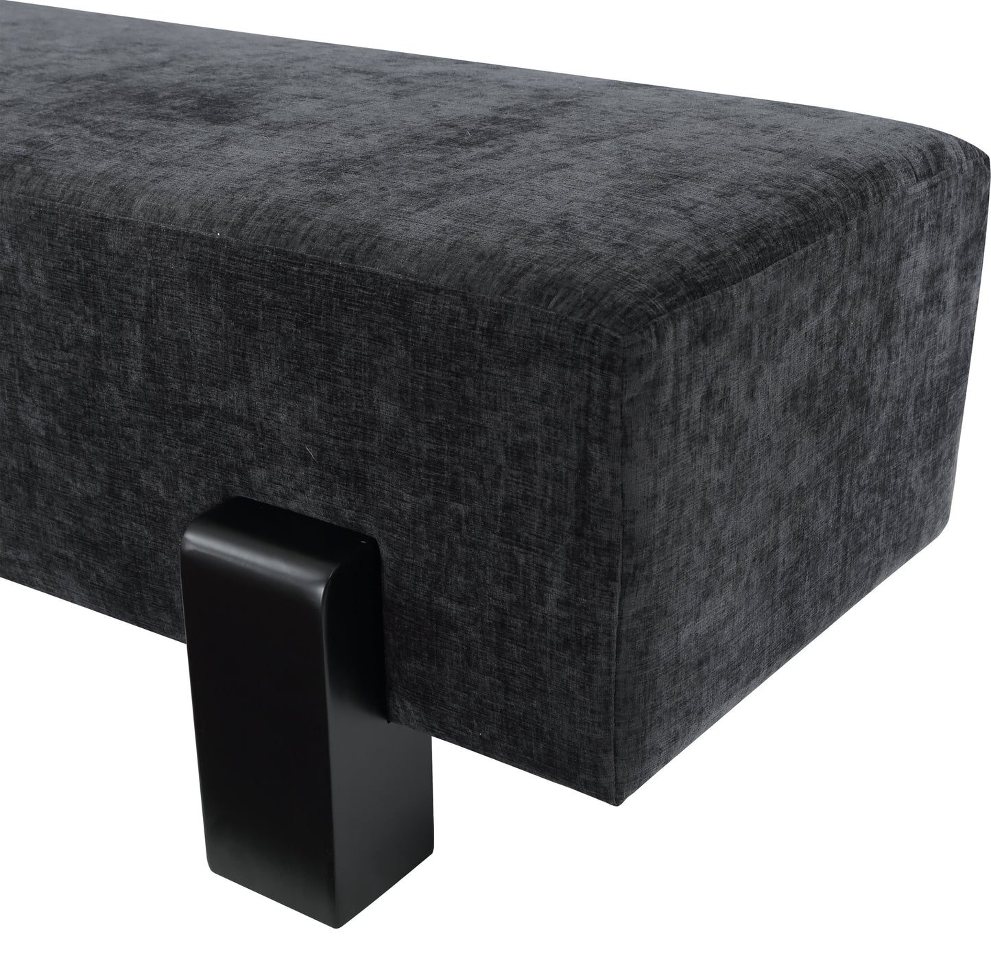 logan black chenille fabric bench black