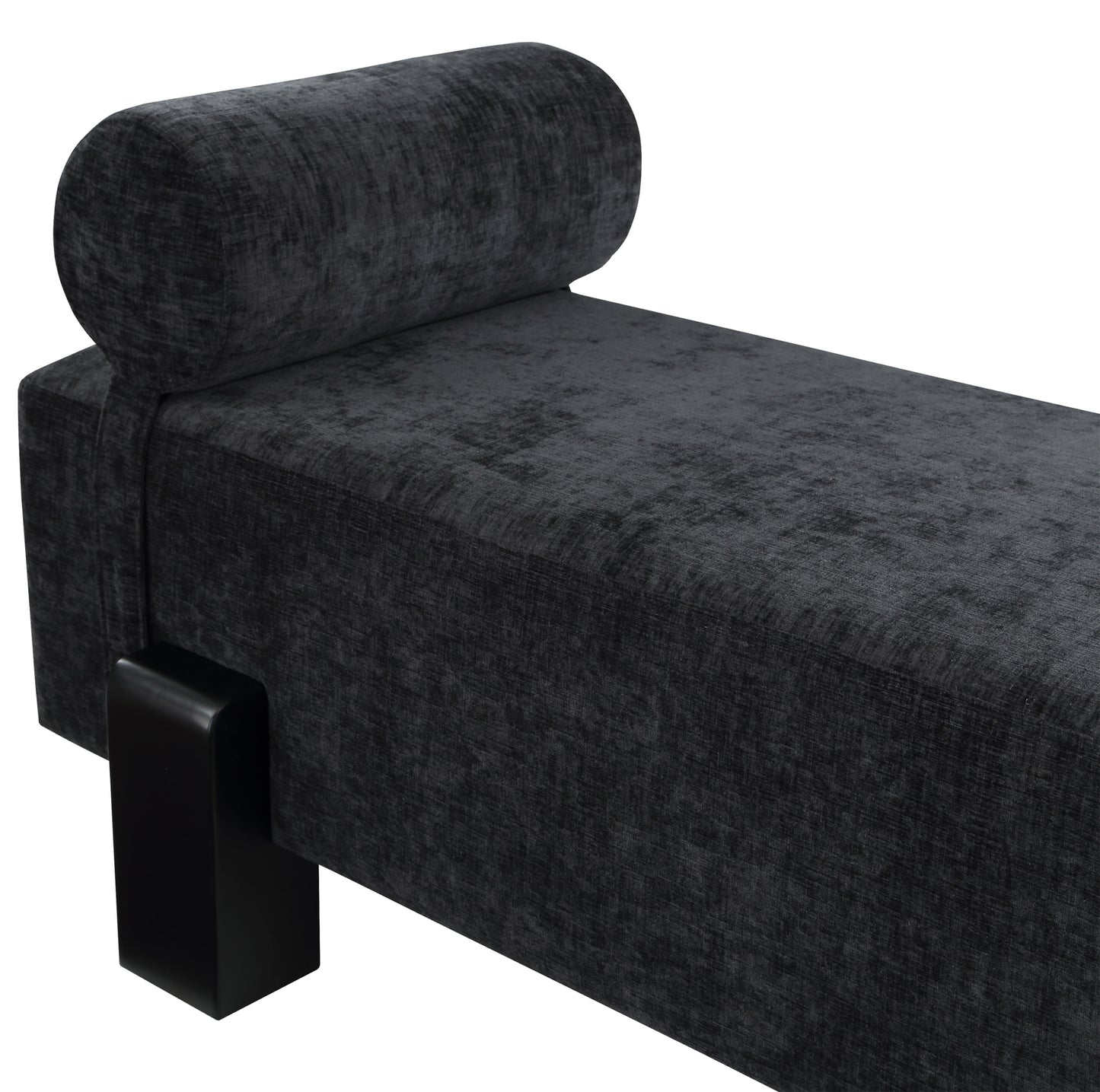 logan black chenille fabric bench black