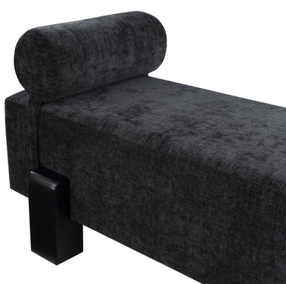 Logan Black Chenille Fabric Bench Black