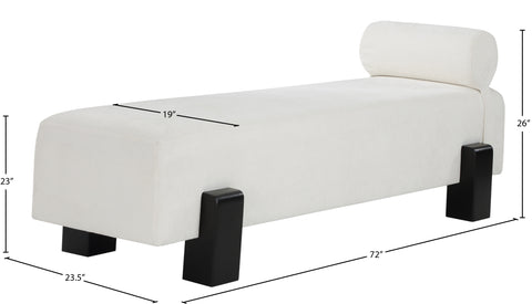 Quinn Cream Chenille Fabric Upholstered Bench, 1 Piece (Style 2)