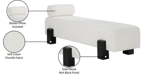 Quinn Cream Chenille Fabric Upholstered Bench, 1 Piece (Style 2)