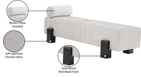 Quinn Grey Chenille Fabric Upholstered Bench, 1 Piece