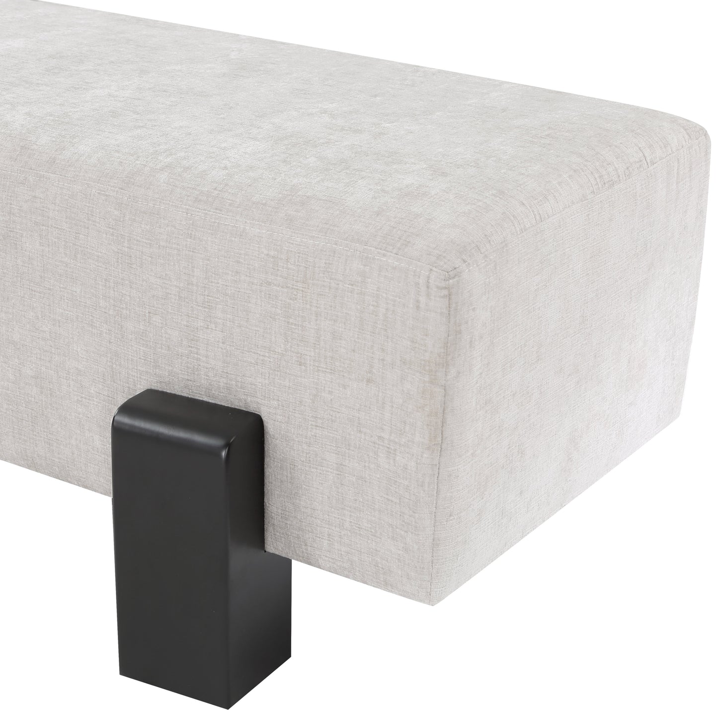 logan light grey chenille fabric bench grey