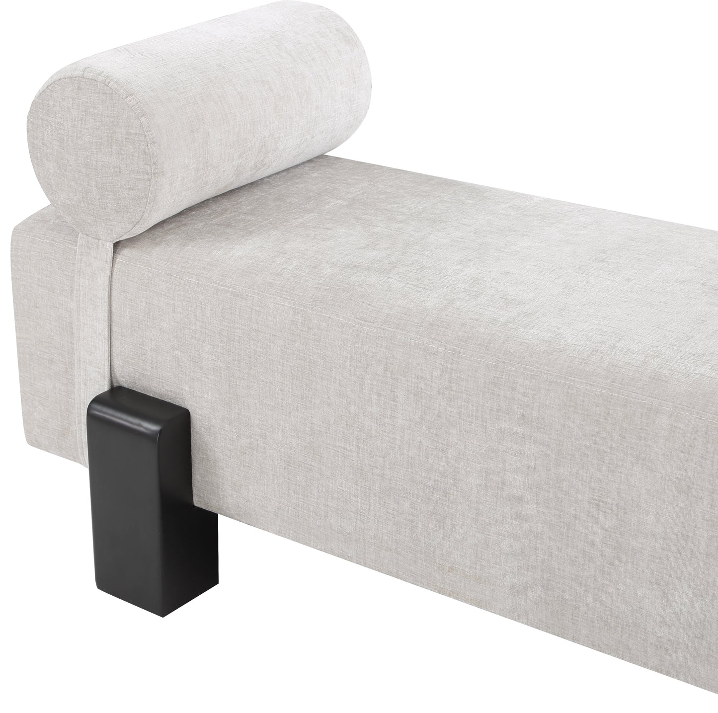 logan light grey chenille fabric bench grey