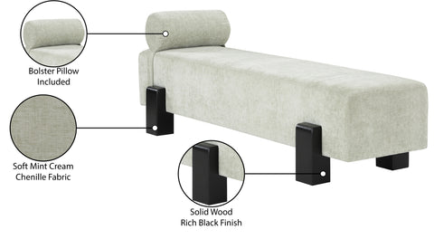 Quinn Mint Green Chenille Fabric Upholstered Bench, 1 Piece (Style 2)
