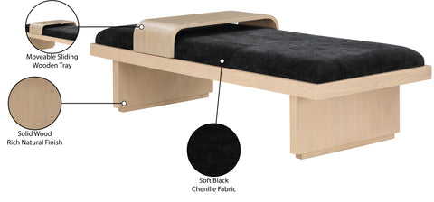 Zaire Black Chenille Fabric Bench