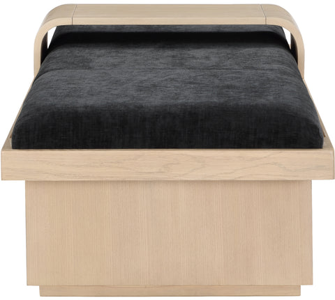 Zaire Black Chenille Fabric Bench