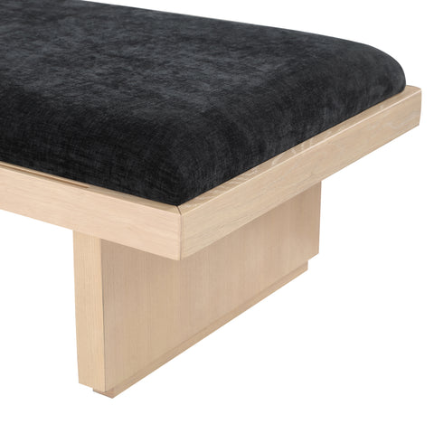 Zaire Black Chenille Fabric Bench