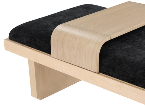 Zaire Black Chenille Fabric Bench