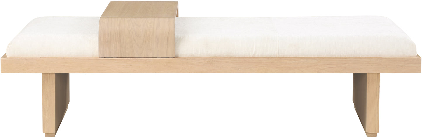 zaire cream chenille fabric bench