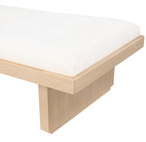 Petal Cream Chenille Fabric Bench Cream