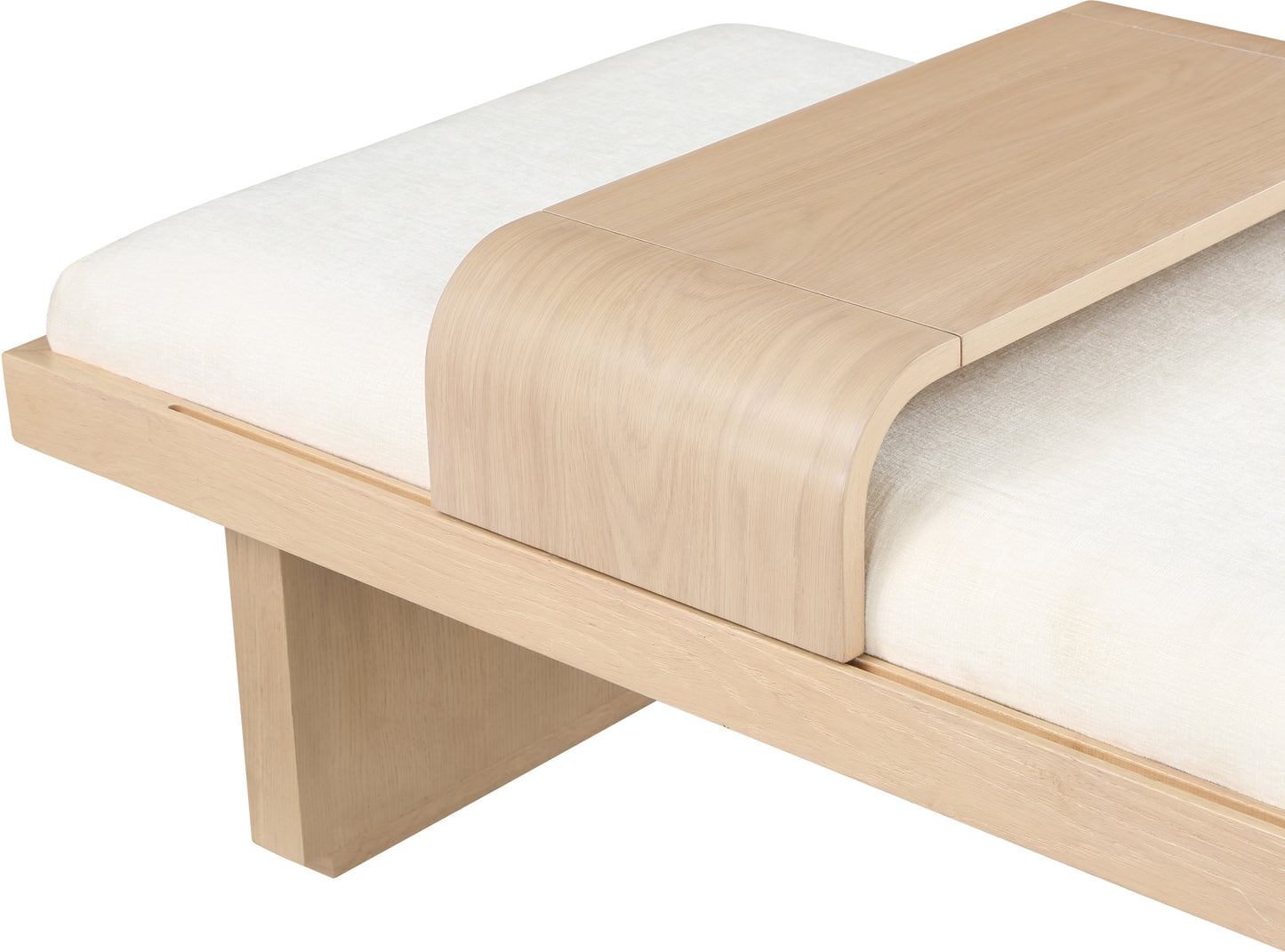 petal cream chenille fabric bench cream