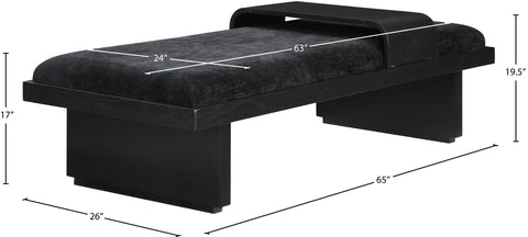 Hadley Black Chenille Fabric Upholstered Bench, 1 Piece (Style 2)