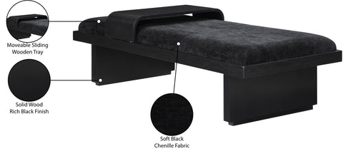 Hadley Black Chenille Fabric Upholstered Bench, 1 Piece (Style 2)