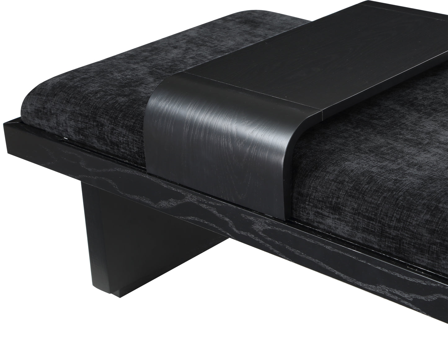 petal black chenille fabric bench black