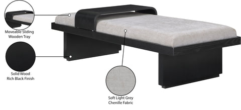 Hadley Grey Chenille Fabric Upholstered Bench, 1 Piece
