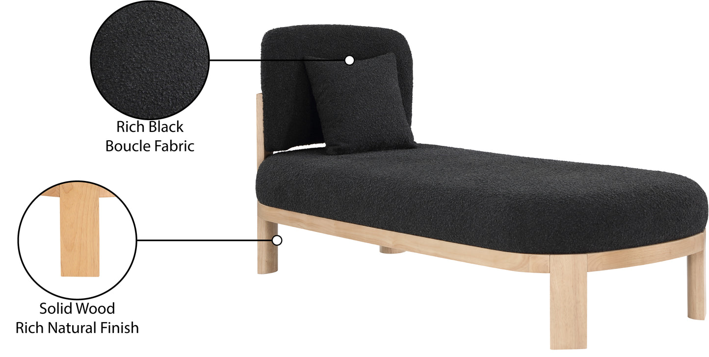 kelvin black boucle fabric chaise/bench