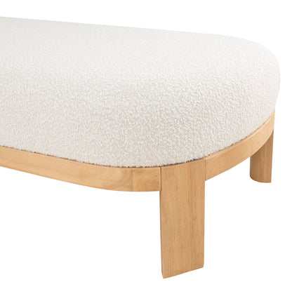 Dimple Cream Boucle Fabric Chaise/Bench Cream