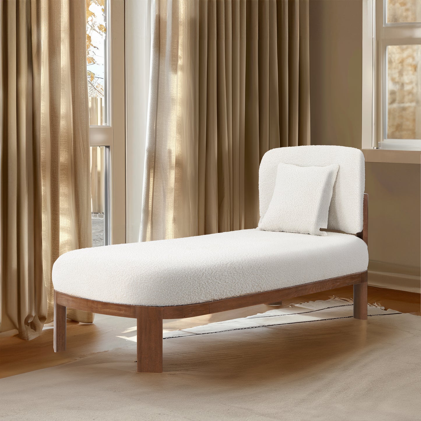 kelvin cream boucle fabric chaise/bench