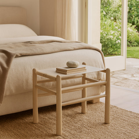 Faye Beige Vegan Leather Upholstered Bench, 1 Piece