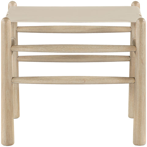 Faye Beige Vegan Leather Upholstered Bench, 1 Piece