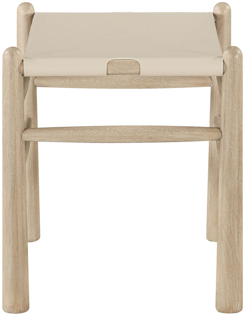 Faye Beige Vegan Leather Upholstered Bench, 1 Piece