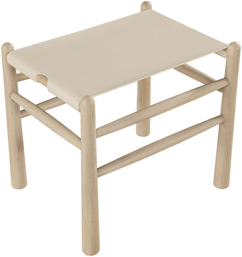 Faye Beige Vegan Leather Upholstered Bench, 1 Piece