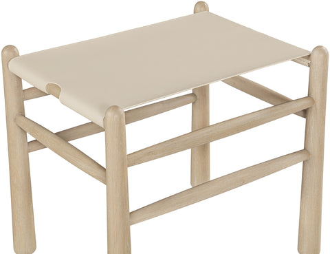 Faye Beige Vegan Leather Upholstered Bench, 1 Piece