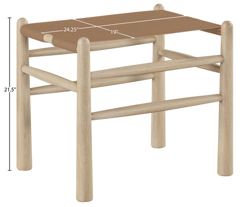 Faye Brown Vegan Leather Upholstered Bench, 1 Piece