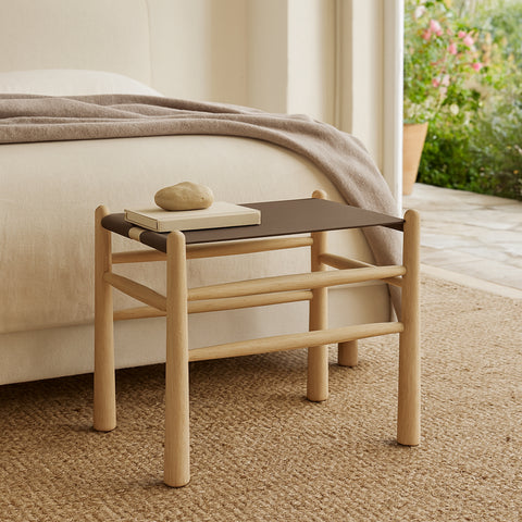 Faye Brown Vegan Leather Upholstered Bench, 1 Piece