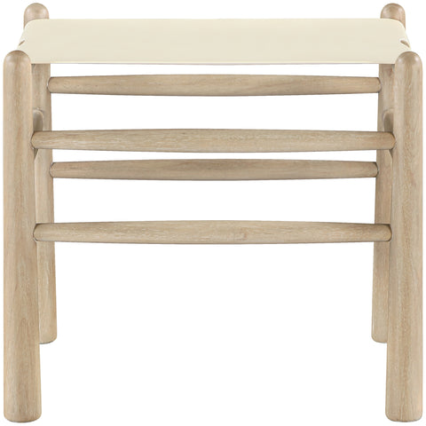 Faye Cream Vegan Leather Upholstered Bench, 1 Piece