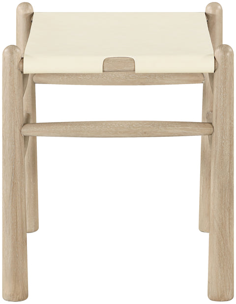 Faye Cream Vegan Leather Upholstered Bench, 1 Piece