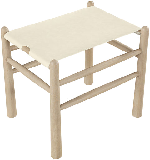 Faye Cream Vegan Leather Upholstered Bench, 1 Piece