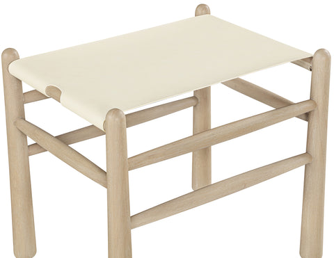 Faye Cream Vegan Leather Upholstered Bench, 1 Piece